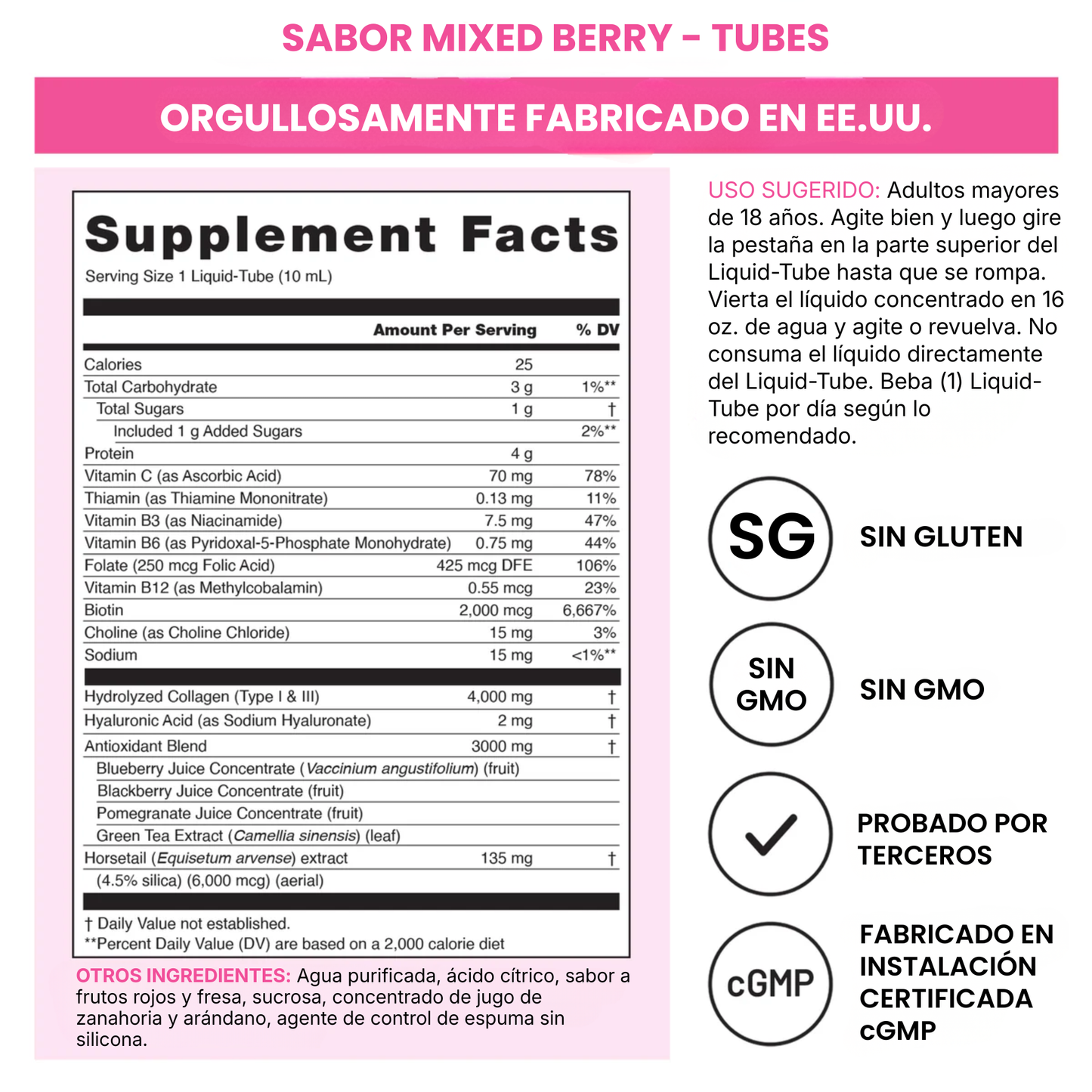 Colágeno Líquido Hidrolizado con Biotina