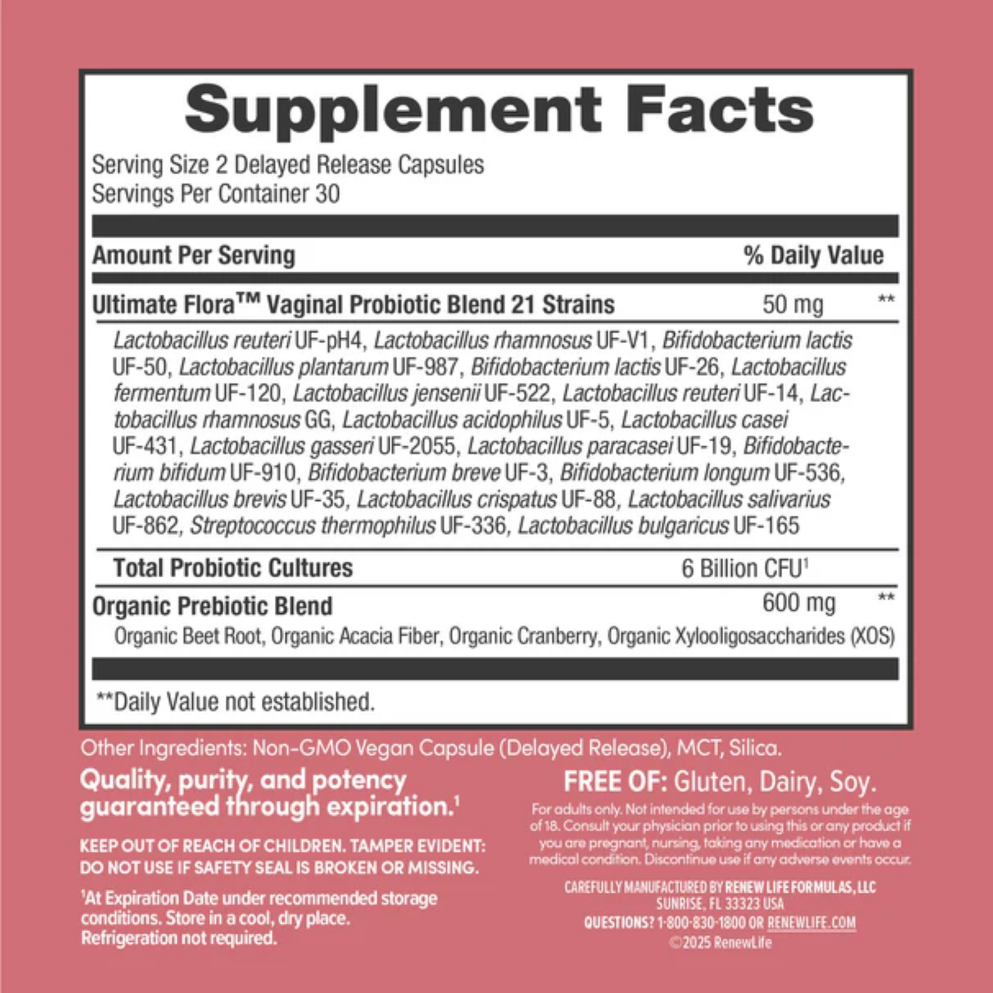 Probiótico Vaginal 6 Mil Millones UFC